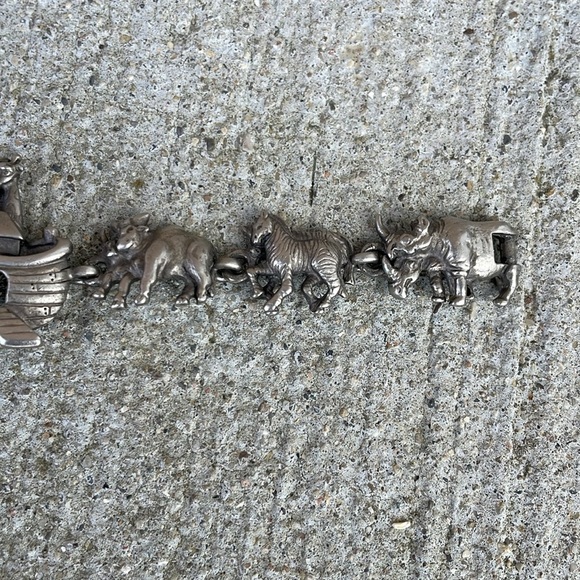 Vintage AJC Noah's Ark Themed Silver-tone Bracelet Pewter Spiritual Animals - Picture 3 of 4